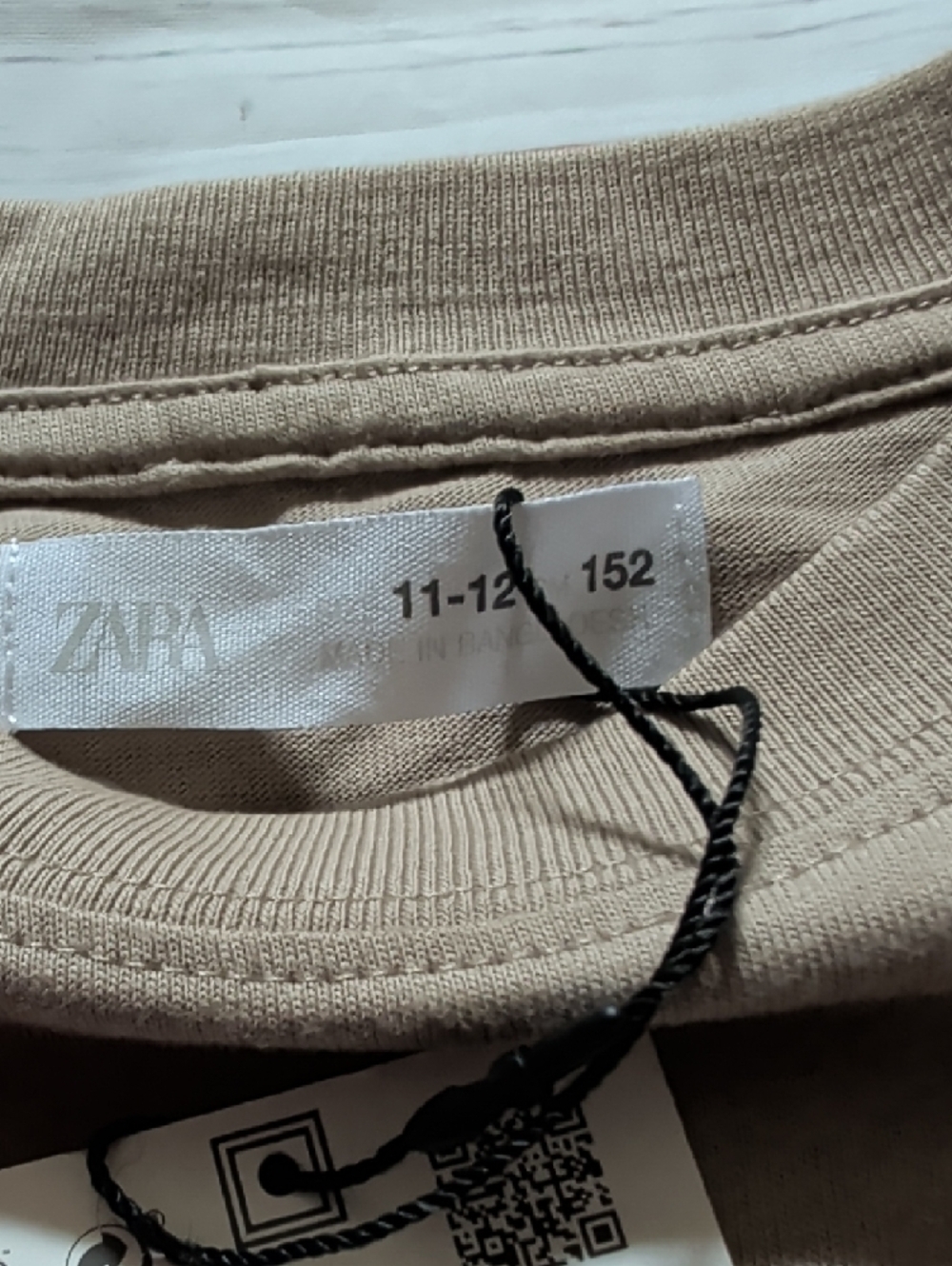 🆕Zara Boy's Long Sleeve Crew Tee - Taupe Beige - Picture 3 of 7